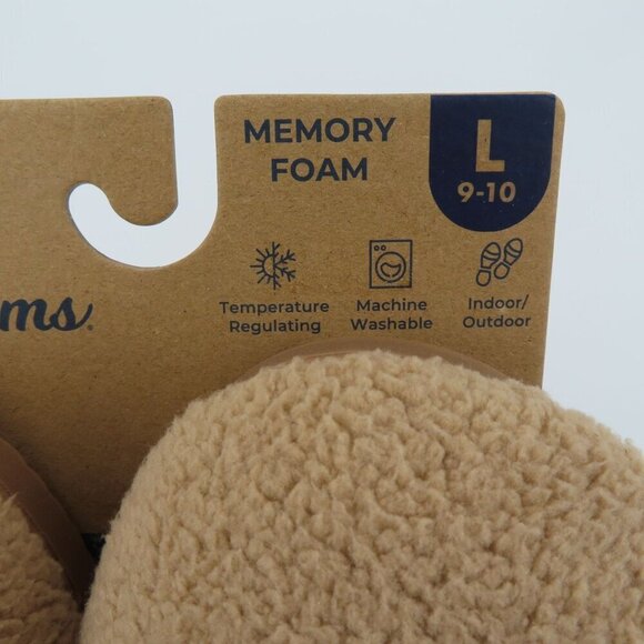 Dearfoams Women Large 9-10 Beige Fuzzy Memory Foam Indoor Outdoor Slippers NEW - Picture 8 of 14